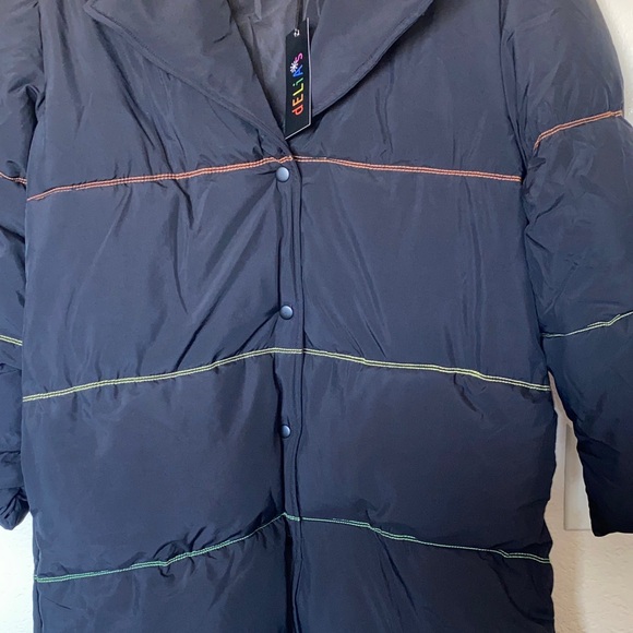 #DK193 - NWT Dolls Kill dELiA*s Black Long Puffer Coat- L - Picture 4 of 7